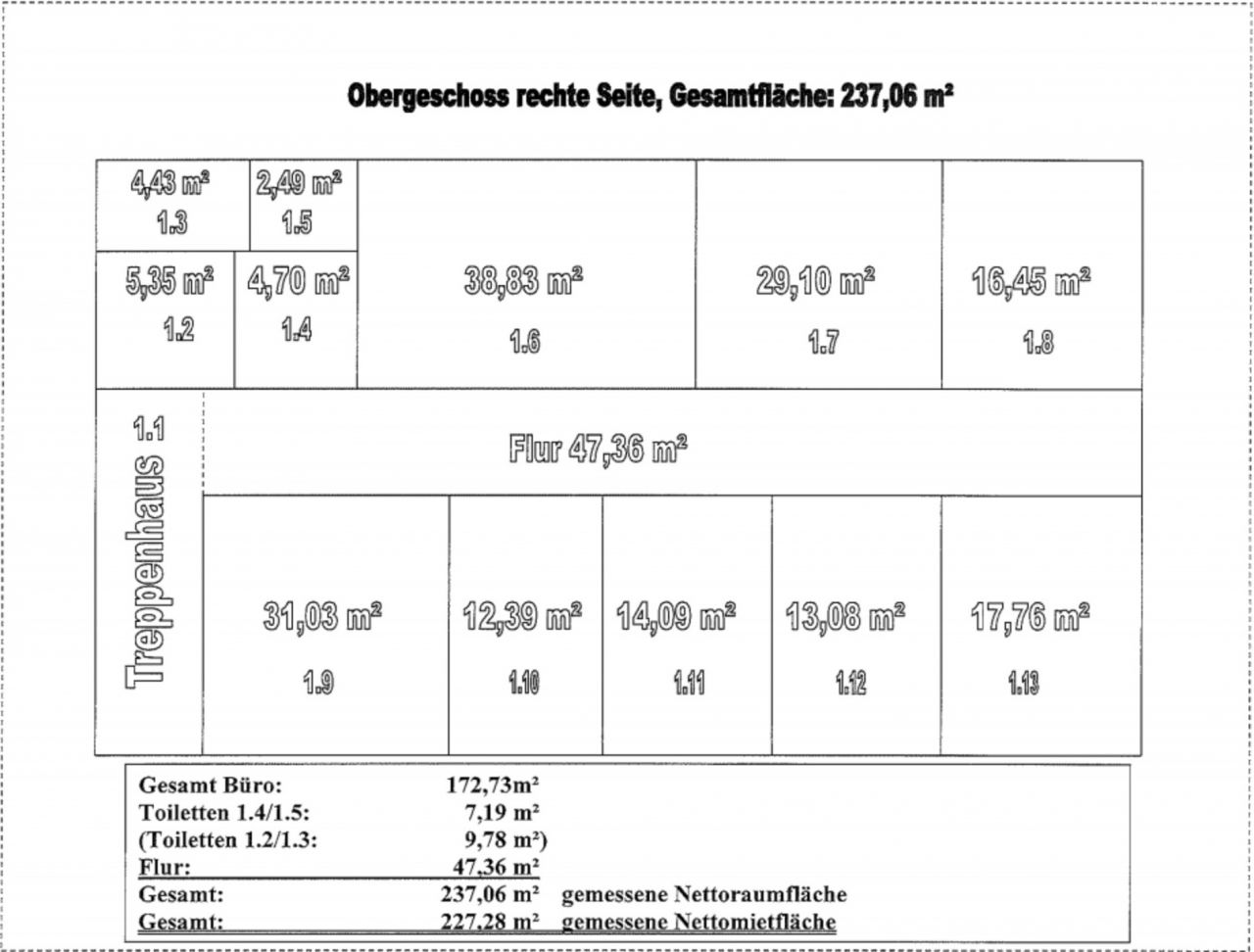 Grundriss 1. OG Rechts Büroräume